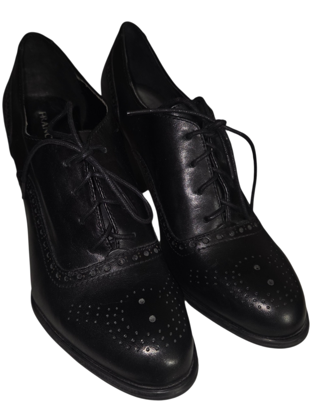 NWOT Franco Sarto Bridget Black Leather Heeled Oxfords 9.5